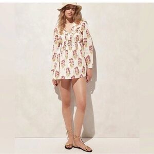 J. Crew cotton beach cover up berry print